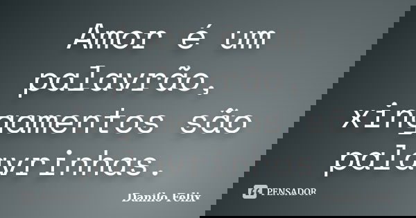 Amor é um palavrão, xingamentos são palavrinhas.... Frase de Danilo Felix..