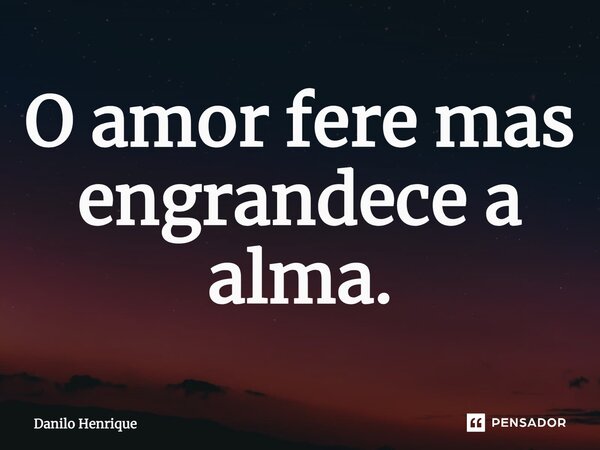 O amor fere mas engrandece a alma.... Frase de Danilo Henrique.