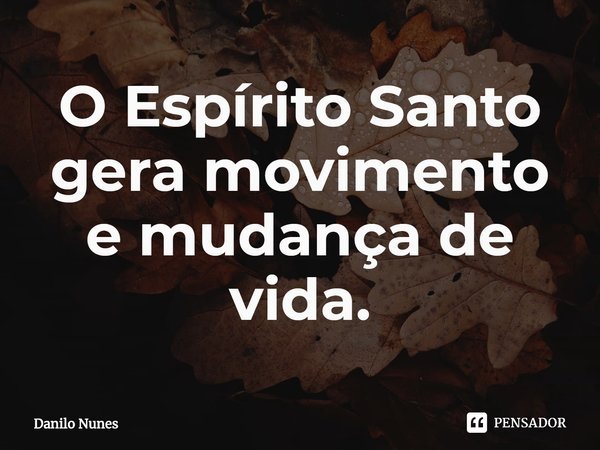⁠O Espírito Santo gera movimento e mudança de vida.... Frase de Danilo Nunes.