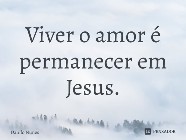 ⁠Viver o amor é permanecer em Jesus.... Frase de Danilo Nunes.