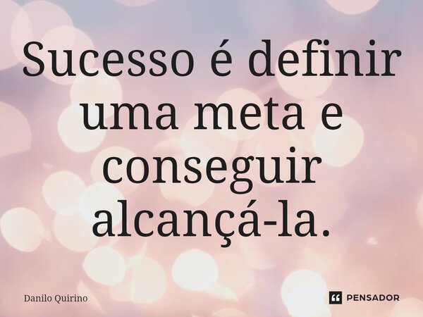 ⁠Sucesso é definir uma meta e conseguir alcançá-la.... Frase de Danilo Quirino.