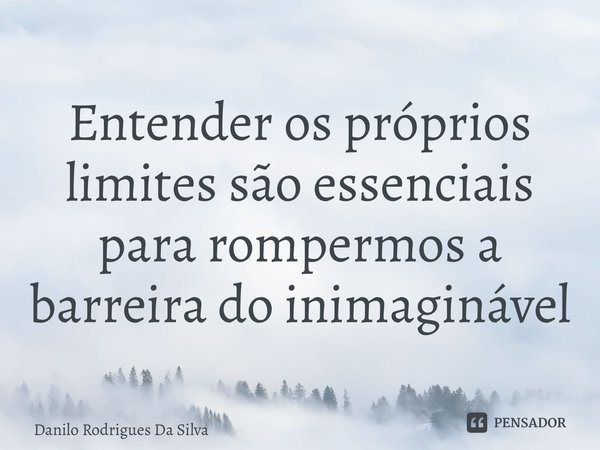 ⁠Entender os próprios limites são essenciais para rompermos a barreira do inimaginável... Frase de Danilo Rodrigues Da Silva.
