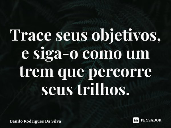 ⁠Trace seus objetivos, e siga-o como um trem que percorre seus trilhos.... Frase de Danilo Rodrigues Da Silva.