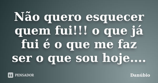 Não quero esquecer quem fui!!! o que já fui é o que me faz ser o que sou hoje....... Frase de Danúbio.