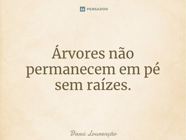 Árvores não permanecem em pé sem raízes.... Frase de Darci Lourenção.