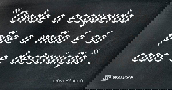 "Onde a esquerda põe a mão é só caos e destruição".... Frase de Davi Peixoto.