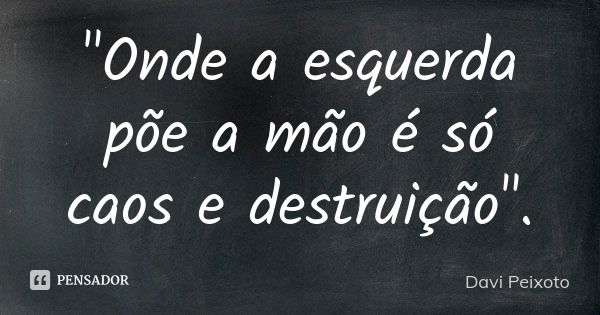 "Onde a esquerda põe a mão é só caos e destruição".... Frase de Davi Peixoto.