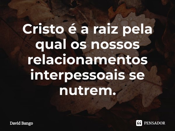⁠Cristo é a raiz pela qual os nossos relacionamentos interpessoais se nutrem.... Frase de David Bango.