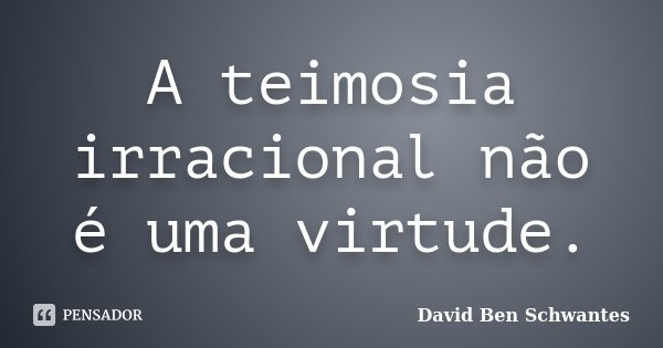 A teimosia irracional não é uma virtude.... Frase de David Ben Schwantes.