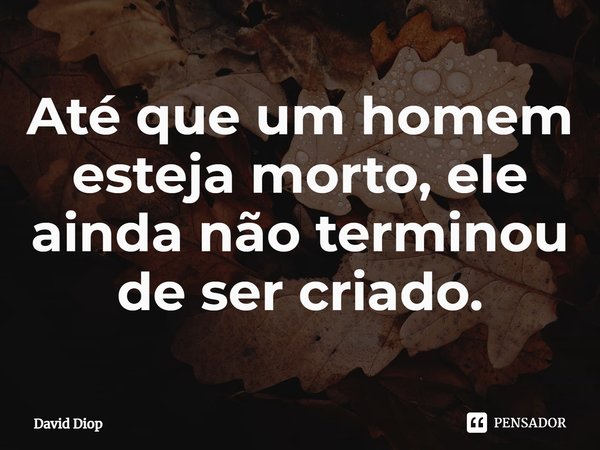 ⁠Até que um homem esteja morto, ele ainda não terminou de ser criado.... Frase de David Diop.