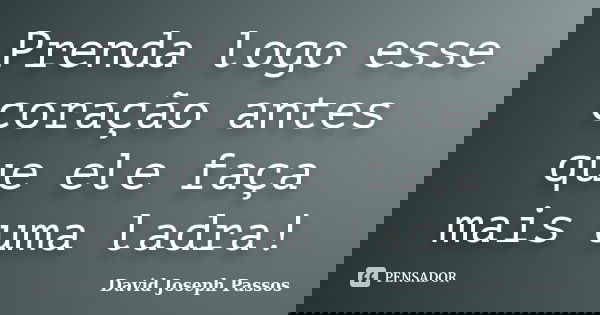 Prenda logo esse coração antes que ele faça mais uma ladra!... Frase de David Joseph Passos.