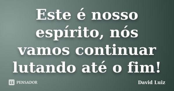 Este é nosso espírito, nós vamos continuar lutando até o fim!... Frase de David Luiz.