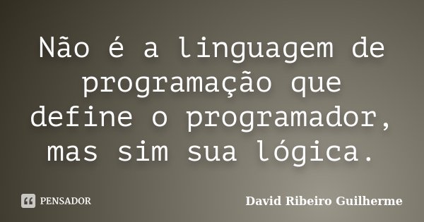 Não é a linguagem de programação que define o programador, mas sim sua lógica.... Frase de David Ribeiro Guilherme.