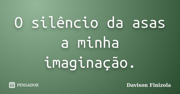 O silêncio da asas a minha imaginação.... Frase de Davison Finizola.