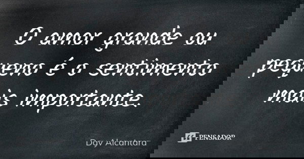 O amor grande ou pequeno é o sentimento mais importante.... Frase de Day Alcantara.