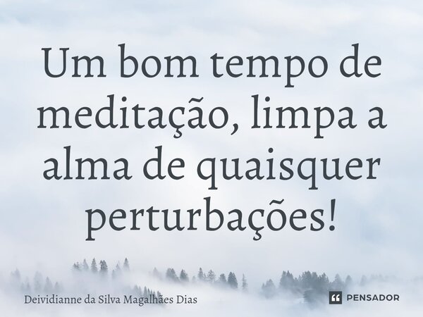 ⁠Um bom tempo de meditação, limpa a alma de quaisquer perturbações!... Frase de Deividianne da Silva Magalhães Dias.