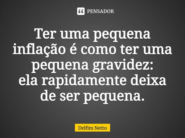 ⁠Ter uma pequena inflação é como ter uma pequena gravidez:
ela rapidamente deixa de ser pequena.... Frase de Delfim Netto.