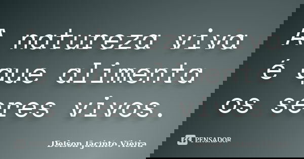 A natureza viva é que alimenta os seres vivos.... Frase de Delson Jacinto Vieira.