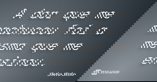 A dor que me machucou foi a mesma que me ensinou.... Frase de Delva Brito.