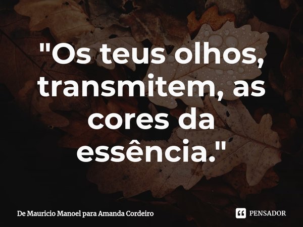 "⁠Os teus olhos, transmitem, as cores da essência."... Frase de De Mauricio Manoel para Amanda Cordeiro.