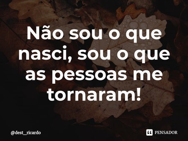 Não sou o que nasci, sou o que as pessoas me tornaram!⁠... Frase de dest_ricardo.