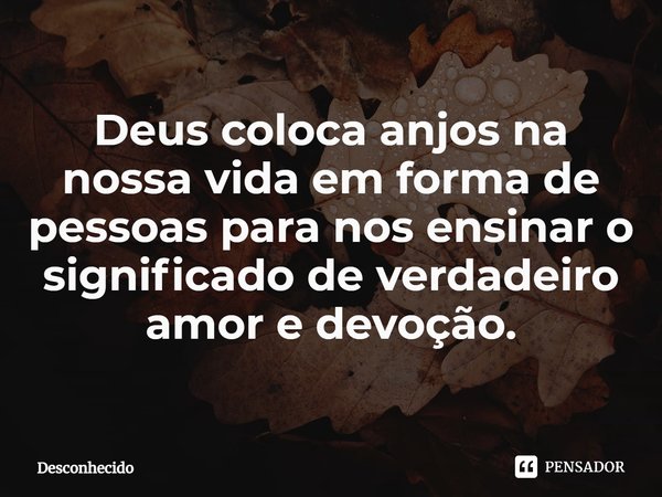 ⁠Deus coloca anjos na nossa vida em forma de pessoas para nos ensinar o significado de verdadeiro amor e devoção.