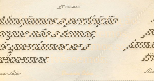 Almejamos a perfeição porque não a temos, jamais queríamos se a tivéssemos.... Frase de Devanir Silva.