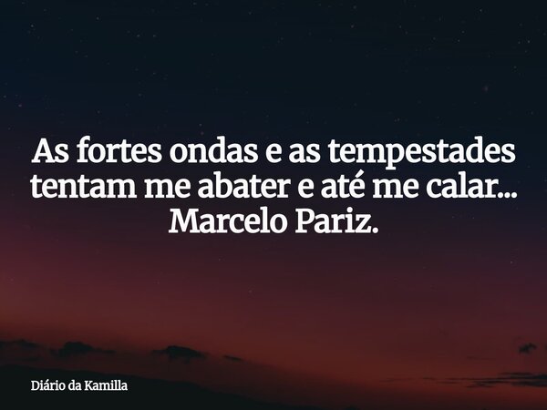 As fortes ondas e as tempestades tentam me abater e até me calar... Marcelo Pariz.... Frase de Diário da Kamilla.