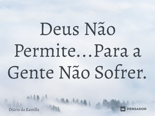 ⁠Deus Não Permite...Para a Gente Não Sofrer.... Frase de Diário da Kamilla.