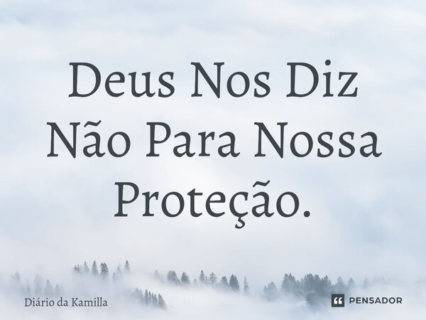 ⁠Deus Nos Diz Não Para Nossa Proteção.... Frase de Diário da Kamilla.