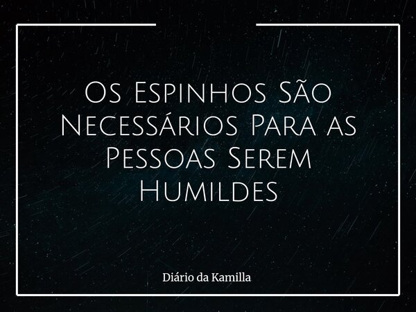 Os Espinhos São Necessários Para as Pessoas Serem Humildes... Frase de Diário da Kamilla.
