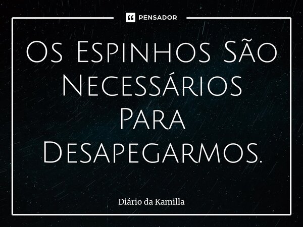 ⁠Os Espinhos São Necessários Para Desapegarmos.... Frase de Diário da Kamilla.