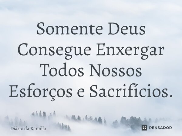 Somente Deus Consegue Enxergar Todos Nossos Esforços e Sacrifícios.⁠... Frase de Diário da Kamilla.