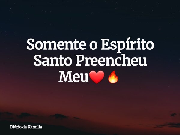 Somente o Espírito Santo Preencheu Meu❤️‍🔥... Frase de Diário da Kamilla.