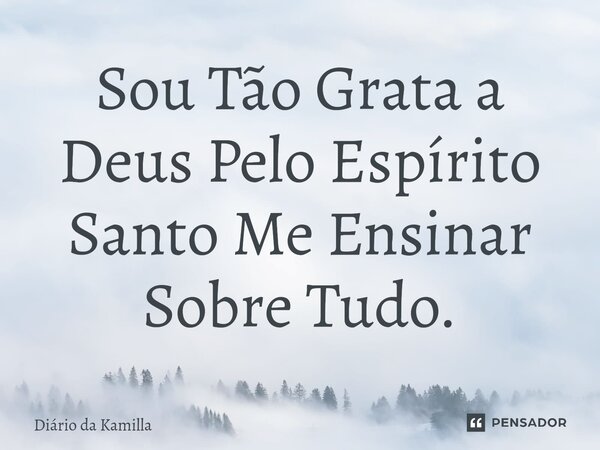 ⁠Sou Tão Grata a Deus Pelo Espírito Santo Me Ensinar Sobre Tudo.... Frase de Diário da Kamilla.
