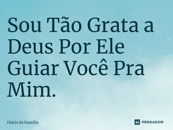 Sou Tão Grata a Deus Por Ele Guiar Você Pra Mim.... Frase de Diário da Kamilla.