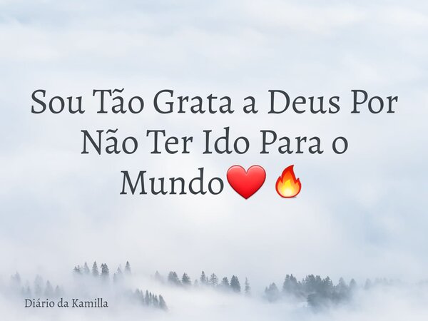 Sou Tão Grata a Deus Por Não Ter Ido Para o Mundo❤️‍🔥... Frase de Diário da Kamilla.