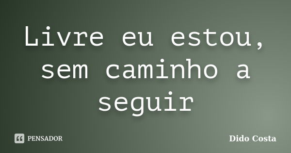 Livre eu estou, sem caminho a seguir... Frase de Dido Costa.