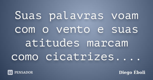 Suas palavras voam com o vento e suas atitudes marcam como cicatrizes....... Frase de Diego Éboli.