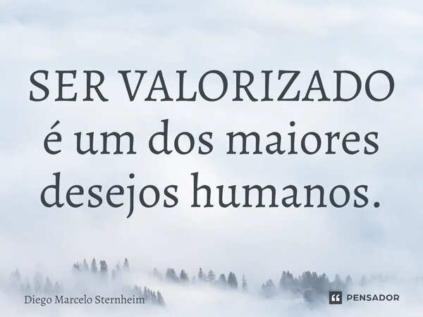 ⁠SER VALORIZADO é um dos maiores desejos humanos.... Frase de Diego Marcelo Sternheim.