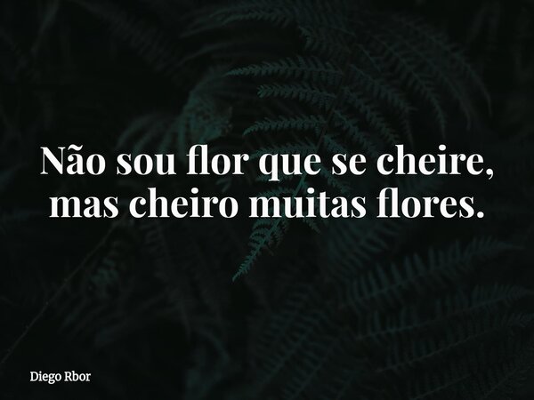⁠Não sou flor que se cheire, mas cheiro muitas flores.... Frase de Diego Rbor.