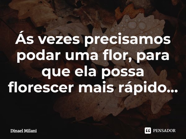 ⁠Ás vezes precisamos podar uma flor, para que ela possa florescer mais rápido...... Frase de Dinael Milani.