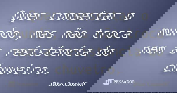 Quer consertar o mundo, mas não troca nem a resistência do chuveiro.... Frase de Dino Cantelli.