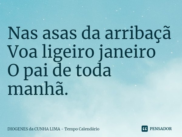 ⁠Nas asas da arribaçã
Voa ligeiro janeiro
O pai de toda manhã.... Frase de DIOGENES da CUNHA LIMA - Tempo Calendário.