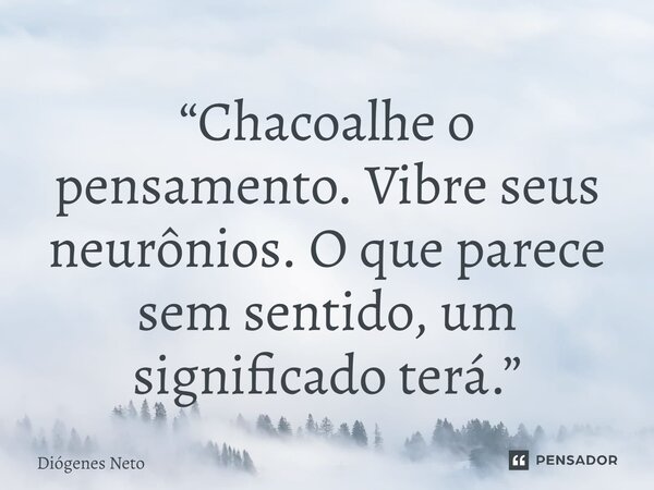 ⁠“Chacoalhe o pensamento. Vibre seus neurônios. O que parece sem sentido, um significado terá.”... Frase de Diógenes Neto.