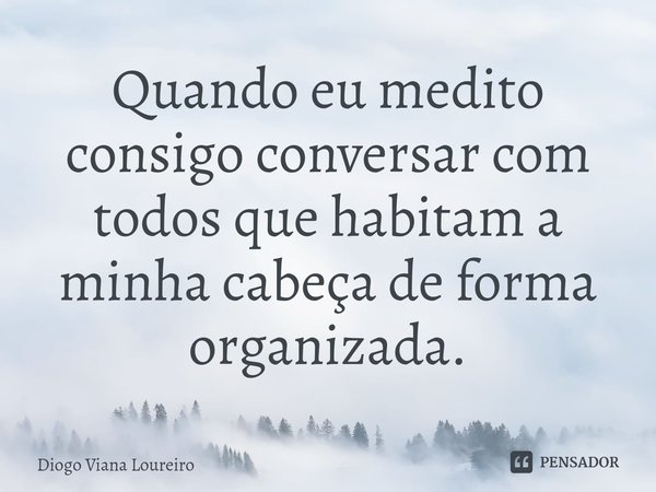 ⁠Quando eu medito consigo conversar com todos que habitam a minha cabeça de forma organizada.... Frase de Diogo Viana Loureiro.