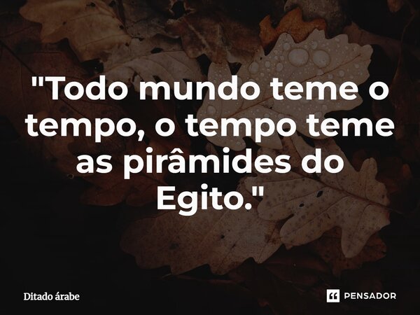 "Todo mundo teme o tempo, o tempo teme as pirâmides do Egito."... Frase de Ditado árabe.