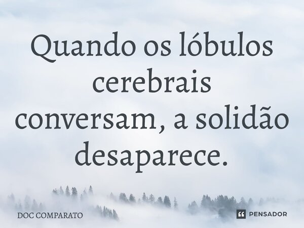 Quando os lóbulos cerebrais conversam, a solidão desaparece.... Frase de Doc Comparato.