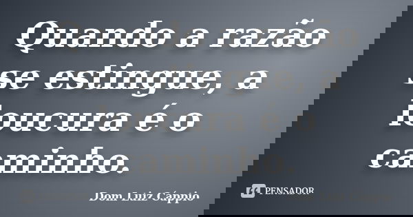 Quando a razão se estingue, a loucura é o caminho.... Frase de Dom Luiz Cáppio.