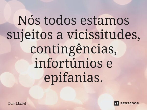⁠Nós todos estamos sujeitos a vicissitudes, contingências, infortúnios e epifanias.... Frase de Dom Maciel.